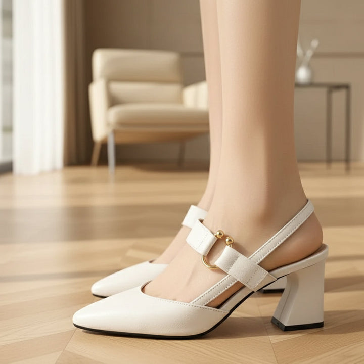 Orthopedic Heels | Comfortable Wide Heel for Women-Damen Schuhe-Mykonostore-White-5-Mykonostore