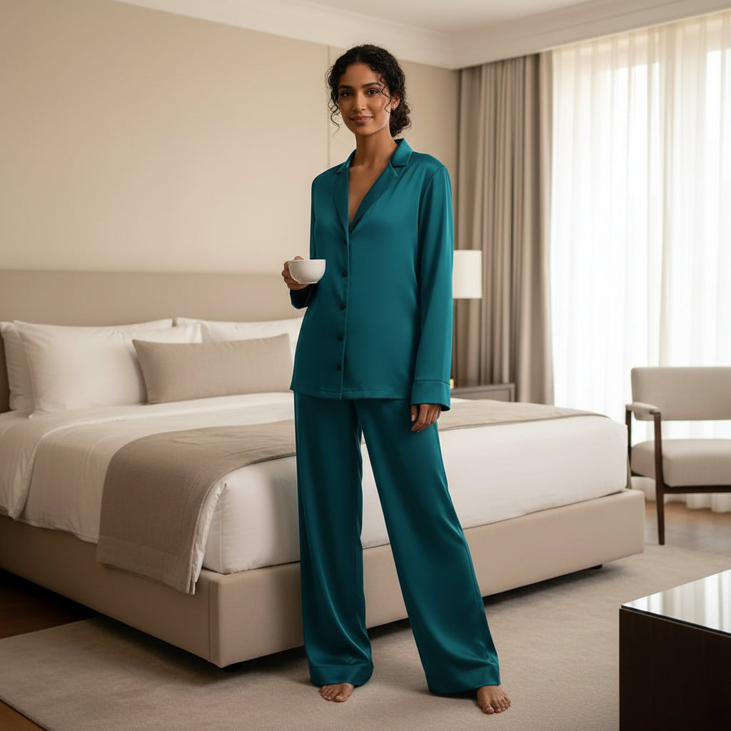 Pajama Set | Elegant Lightweight Comfort for Women-Women's Sleepwear & Loungewear-Mykonostore-Light Green-S-Mykonostore
