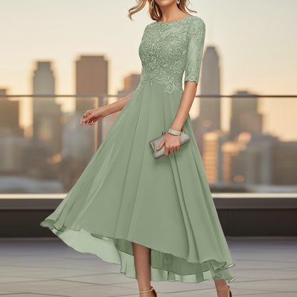 Party Dress | Lace Detail, Flattering Fit-Women's Dresses-Mykonostore-Light Green-S-Mykonostore