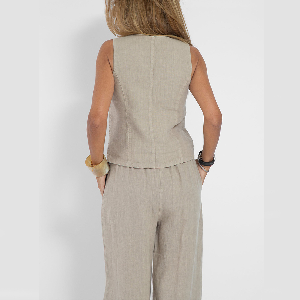 Two-Piece Set | Sleeveless Vest & Straight Pants-Sets-Mykonostore-Mykonostore
