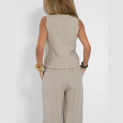 Two-Piece Set | Sleeveless Vest & Straight Pants-Sets-Mykonostore-Mykonostore