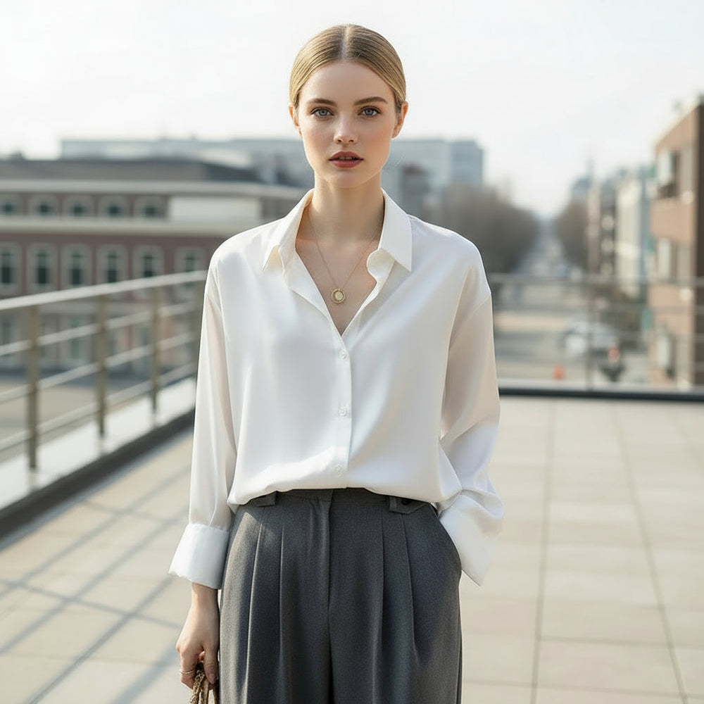 Luna – Dames Blouse | Elegante Witte Blouse met Losse Pasvorm - 2