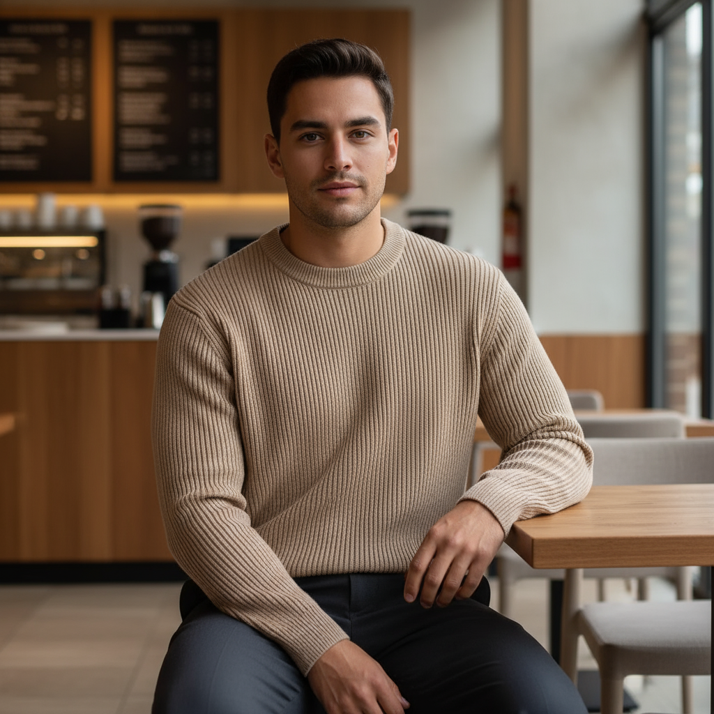 Luca – Mannen Trui | Geribd O-hals Ontwerp - 1