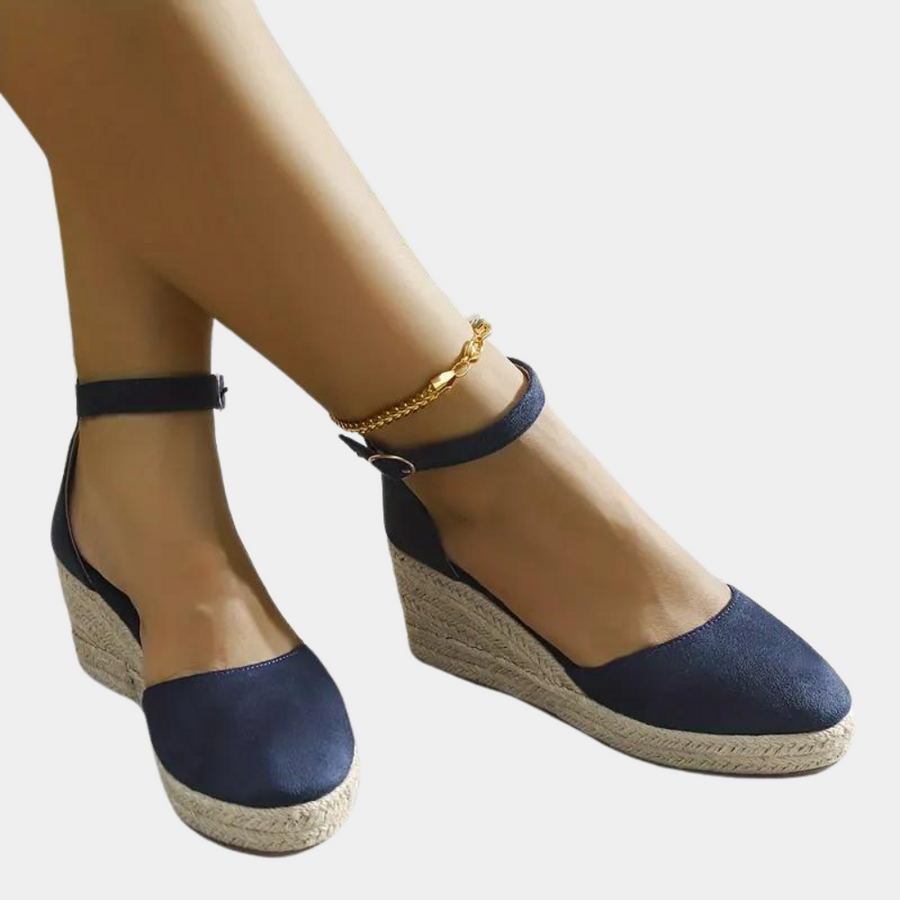 Wedge Heels | Adjustable Ankle Strap, Comfortable Fit-Women's Wedge Heels-Mykonostore-Blue-5-Mykonostore