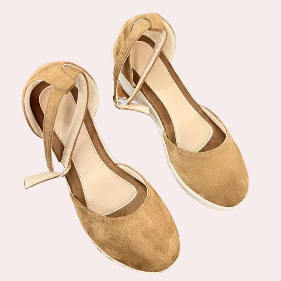 Wedge Heels | Adjustable Ankle Strap, Comfortable Fit-Women's Wedge Heels-Mykonostore-Brown-5-Mykonostore