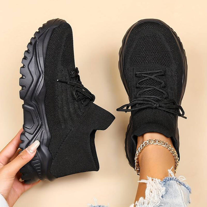 Women's Breathable Fabric Sneakers | Lightweight Comfortable Walking Shoes for Everyday Use-Sneakers-Mykonostore-Black-5-Mykonostore