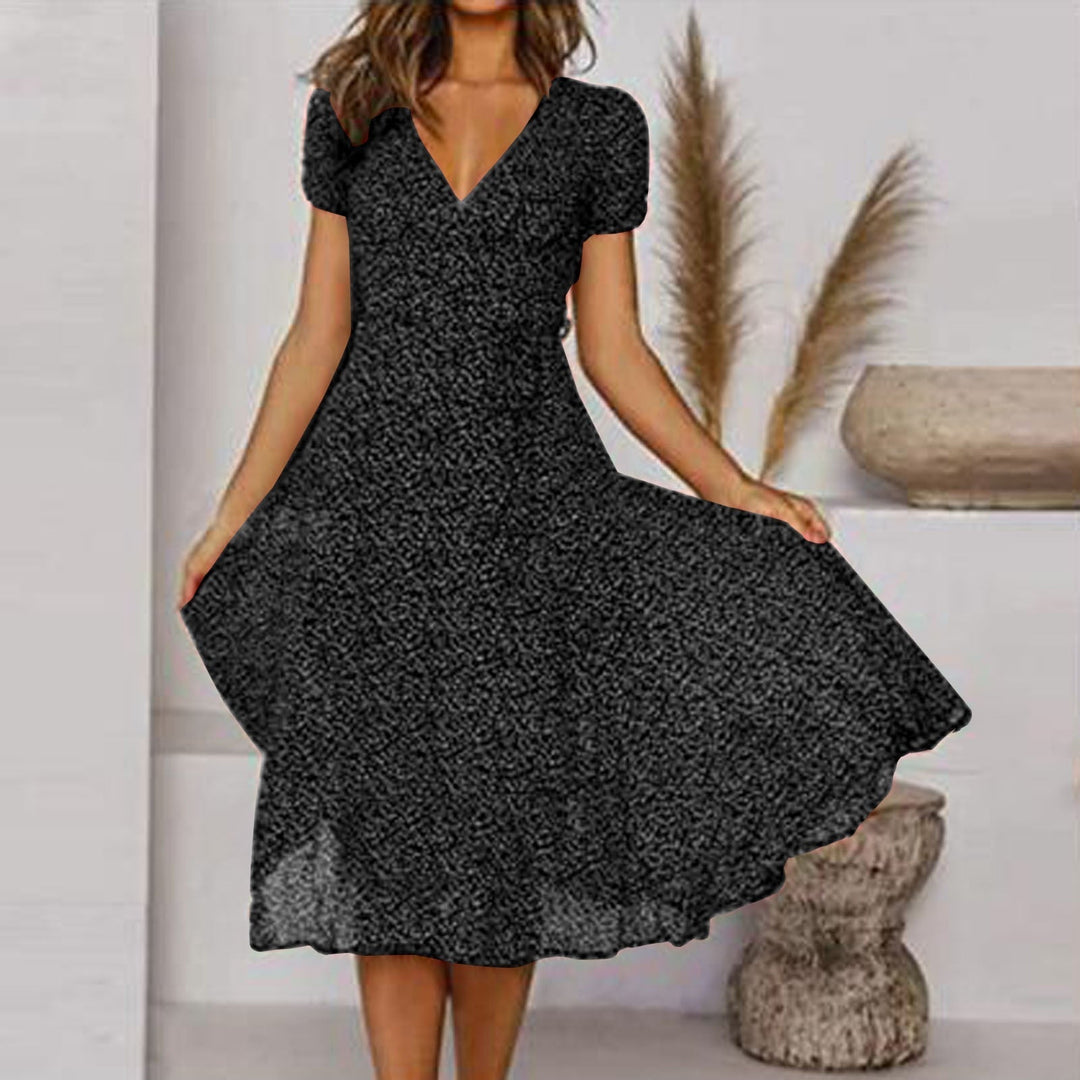 Women's Breathable Floral Print Summer Dress | Elegant A-Line Casual Wear-Mykonostore-Black-S-Mykonostore