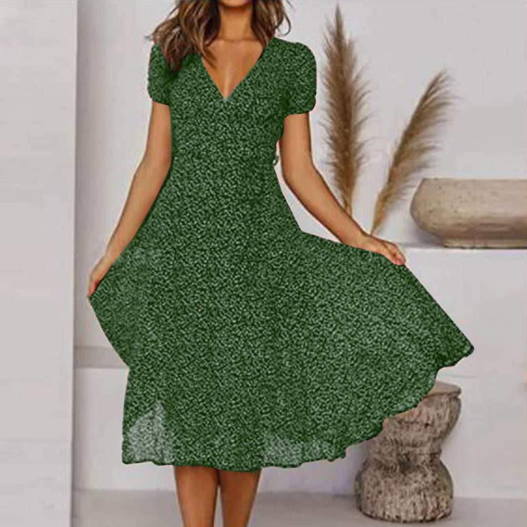 Women's Breathable Floral Print Summer Dress | Elegant A-Line Casual Wear-Mykonostore-Green-S-Mykonostore