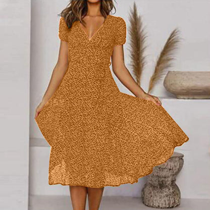 Women's Breathable Floral Print Summer Dress | Elegant A-Line Casual Wear-Mykonostore-Yellow-S-Mykonostore