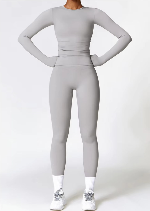 Women's Breathable Stretch Activewear Set | Trendy Comfortable Workout Clothes for Spring Summer-Women's Activewear-Mykonostore-Gray-S-Mykonostore