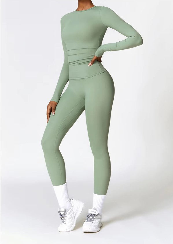 Women's Breathable Stretch Activewear Set | Trendy Comfortable Workout Clothes for Spring Summer-Women's Activewear-Mykonostore-Light Green-S-Mykonostore