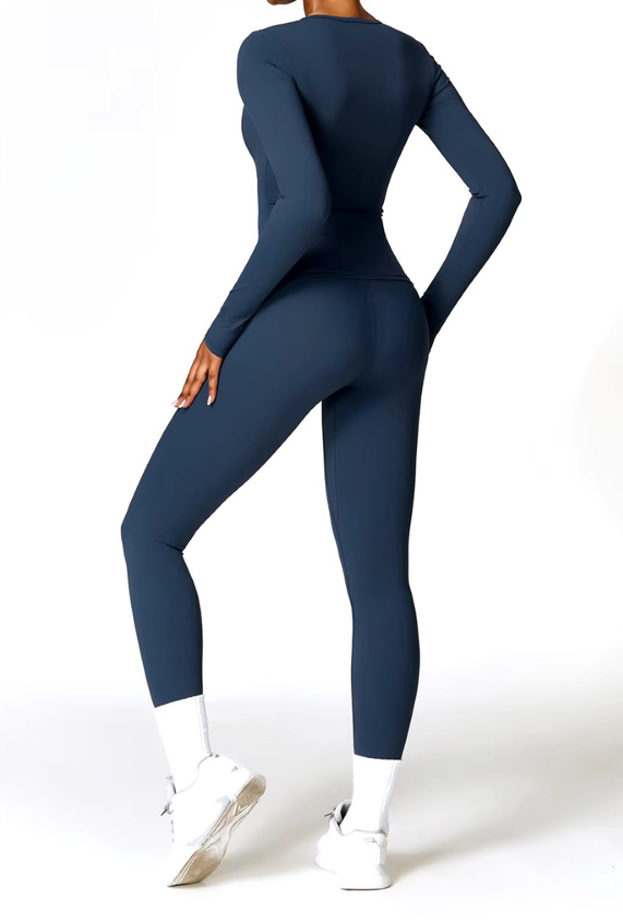 Women's Breathable Stretch Activewear Set | Trendy Comfortable Workout Clothes for Spring Summer-Women's Activewear-Mykonostore-Navy Blue-S-Mykonostore