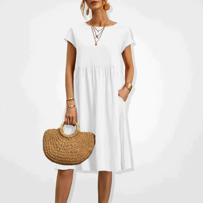 Women's Breathable Summer Dress | Elegant Loose-Fit Knee-Length Outfit-Mykonostore-Mykonostore