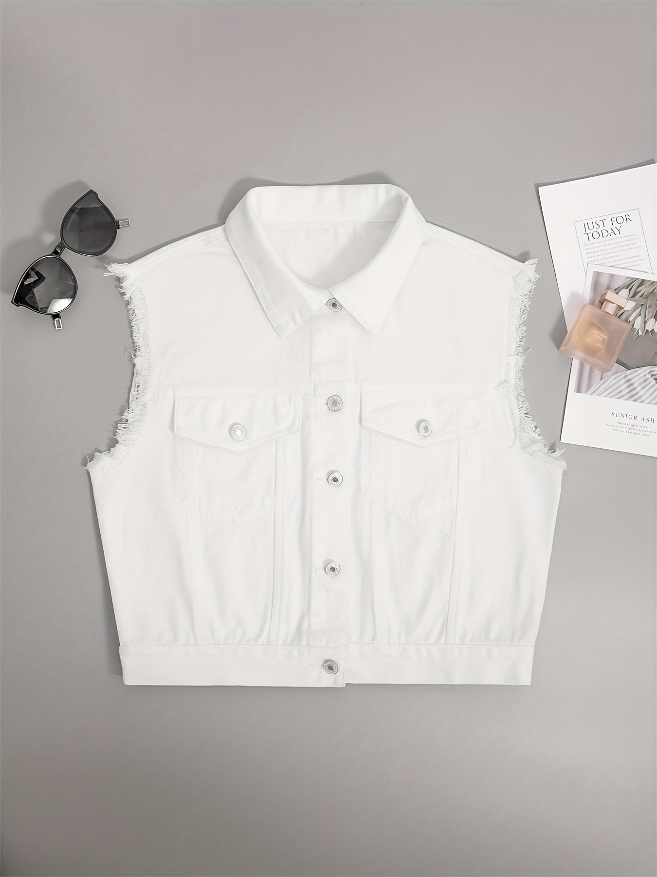 Women's Classic Blue Denim Sleeveless Jacket | Stylish Flap Pocket Design-Mykonostore-Mykonostore