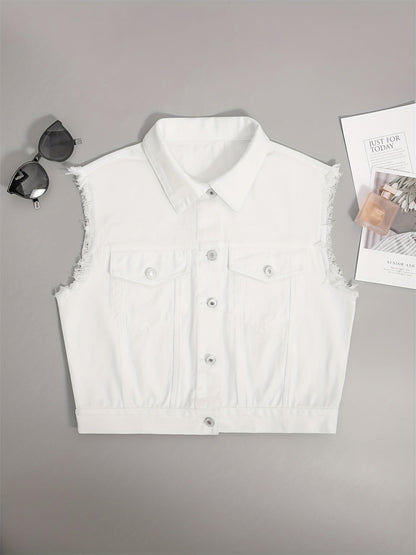 Women's Classic Blue Denim Sleeveless Jacket | Stylish Flap Pocket Design-Mykonostore-Mykonostore