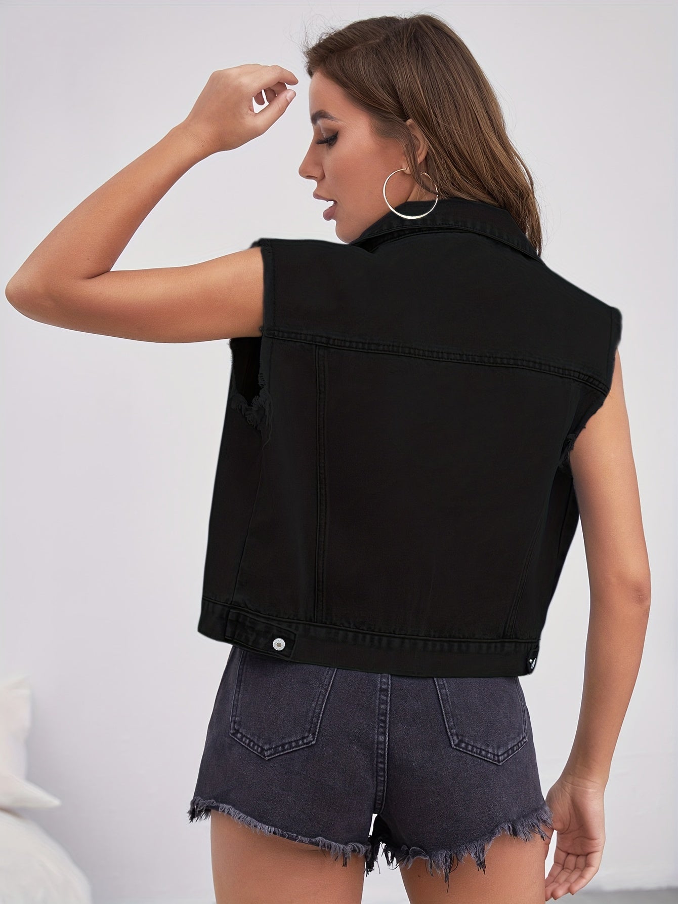 Women's Classic Blue Denim Sleeveless Jacket | Stylish Flap Pocket Design-Mykonostore-Mykonostore