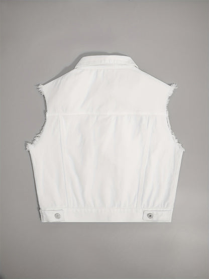 Women's Classic Blue Denim Sleeveless Jacket | Stylish Flap Pocket Design-Mykonostore-Mykonostore