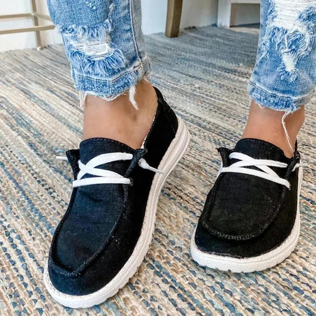 Women's Classic Lace-Up Shoes | Stylish Rounded Toe Low Heel Footwear-Mykonostore-Black-5-Mykonostore