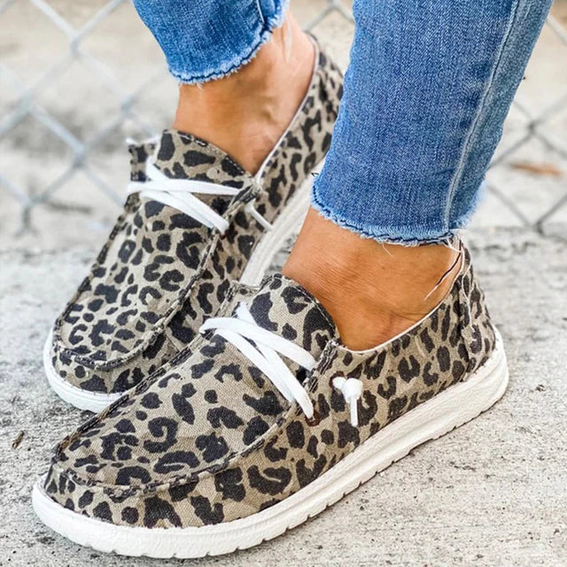 Women's Classic Lace-Up Shoes | Stylish Rounded Toe Low Heel Footwear-Mykonostore-Leopard-5-Mykonostore