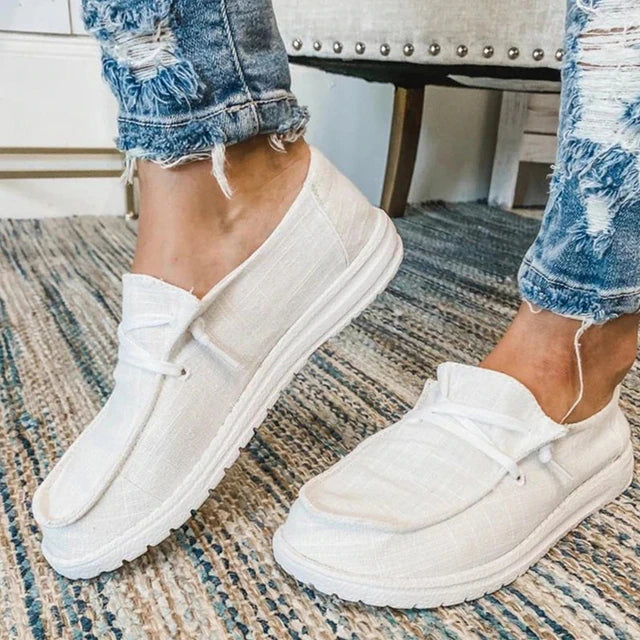 Women's Classic Lace-Up Shoes | Stylish Rounded Toe Low Heel Footwear-Mykonostore-White-5-Mykonostore