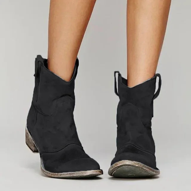 Women's Classic Leather Cowboy Boots | Stylish Comfortable Western Footwear-Cowboy Boots-Mykonostore-Black-5-Mykonostore