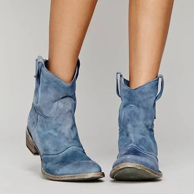 Women's Classic Leather Cowboy Boots | Stylish Comfortable Western Footwear-Cowboy Boots-Mykonostore-Blue-5-Mykonostore