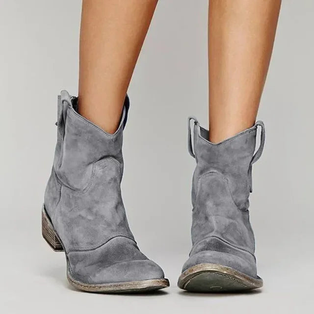 Women's Classic Leather Cowboy Boots | Stylish Comfortable Western Footwear-Cowboy Boots-Mykonostore-Gray-5-Mykonostore
