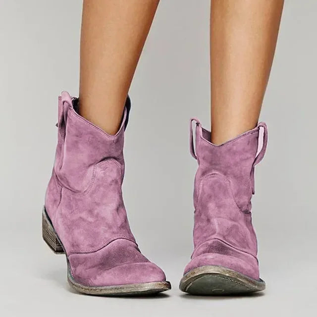 Women's Classic Leather Cowboy Boots | Stylish Comfortable Western Footwear-Cowboy Boots-Mykonostore-Pink-5-Mykonostore