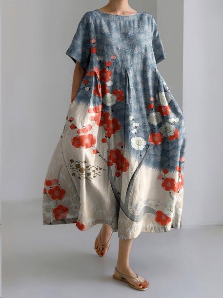 Women's Colorful Floral Print Dress | Relaxed Knee-Length Summer Outfit-Mykonostore-Colorful Flowers-S-Mykonostore