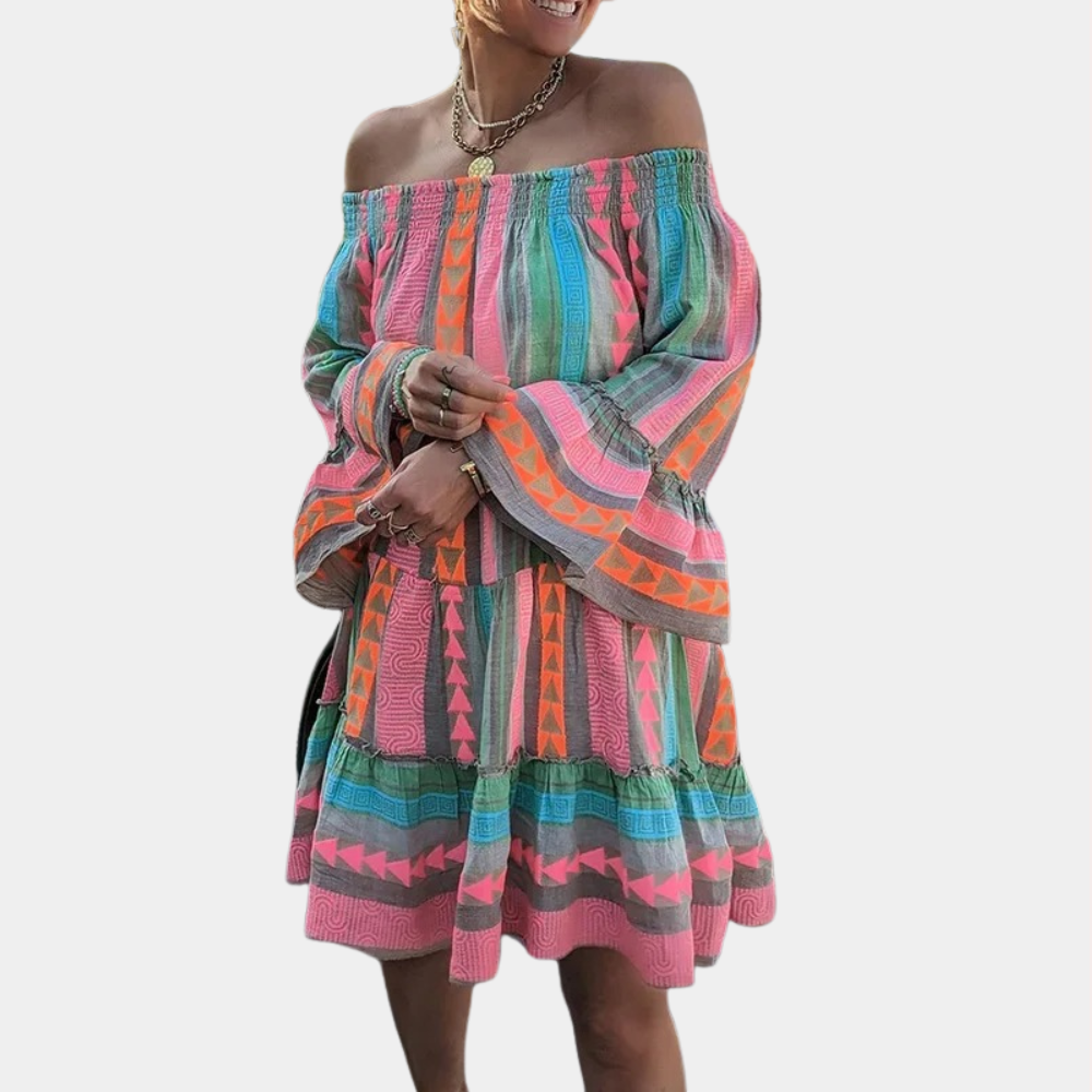 Women's Colorful Summer Dress | Elegant Lightweight Casual Outfit-Mykonostore-Pink Blue-S-Mykonostore