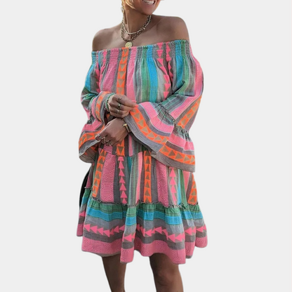 Women's Colorful Summer Dress | Elegant Lightweight Casual Outfit-Mykonostore-Pink Blue-S-Mykonostore