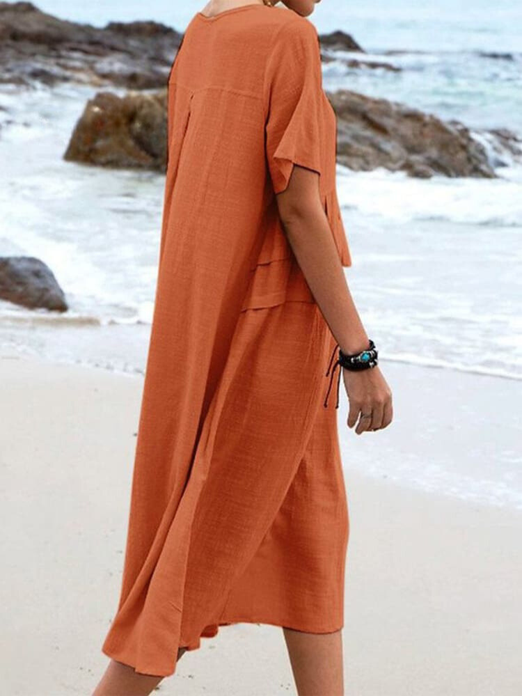 Women's Comfortable Casual Dress | Relaxed Fit Knee-Length Style-Mykonostore-Mykonostore