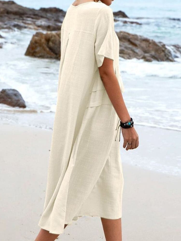 Women's Comfortable Casual Dress | Relaxed Fit Knee-Length Style-Mykonostore-Mykonostore