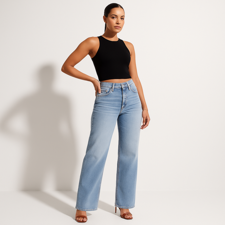 Women's Comfortable Denim Jeans | BBL Fit Classic Five-Pocket Style-Women’s Jeans-Mykonostore-Mykonostore