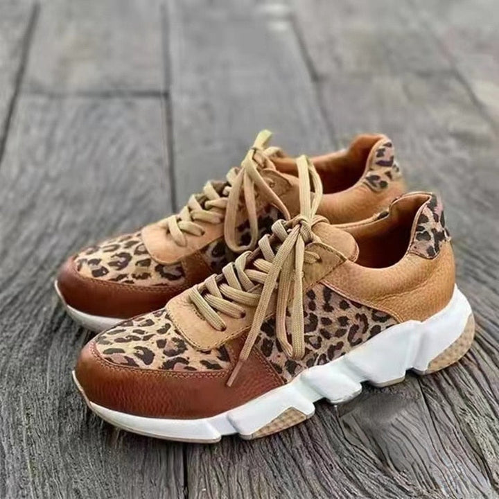 Women's Comfortable Leopard Print Footwear | Classic Low-Top Lace-Up Shoes-Mykonostore-5-Mykonostore