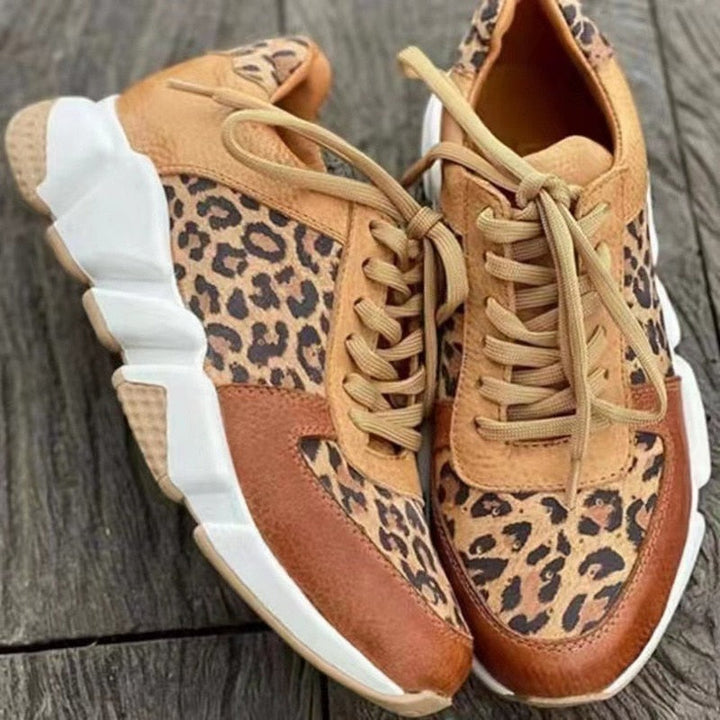 Women's Comfortable Leopard Print Footwear | Classic Low-Top Lace-Up Shoes-Mykonostore-Mykonostore