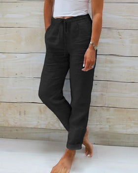 Women's Comfortable Lounge Pants | Relaxed Fit Mid-Rise Trousers-Mykonostore-Black-XS-Mykonostore