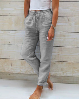 Women's Comfortable Lounge Pants | Relaxed Fit Mid-Rise Trousers-Mykonostore-Gray-XS-Mykonostore