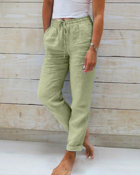 Women's Comfortable Lounge Pants | Relaxed Fit Mid-Rise Trousers-Mykonostore-Green-XS-Mykonostore