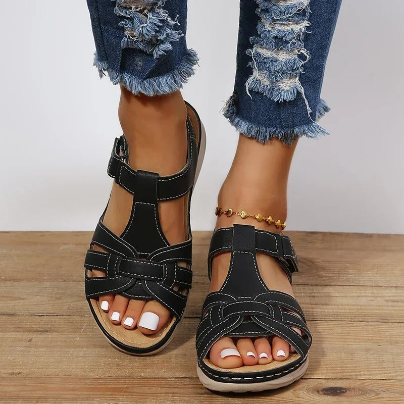 Women's Comfortable Open-Toe Sandals | Snug and Relaxing Footwear-Mykonostore-black-5-Mykonostore