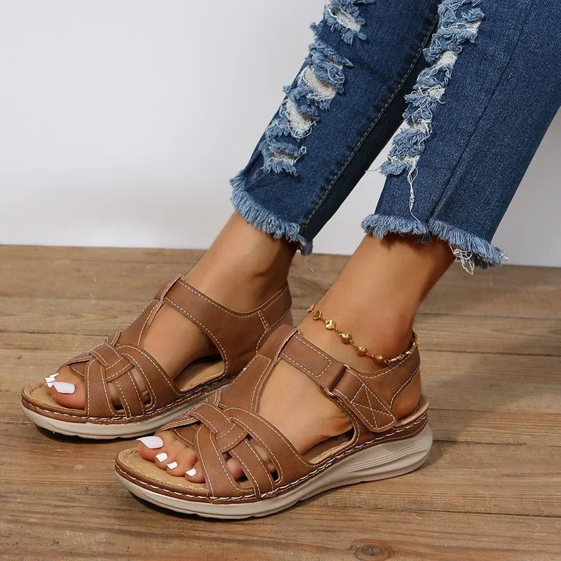 Women's Comfortable Open-Toe Sandals | Snug and Relaxing Footwear-Mykonostore-brown-5-Mykonostore