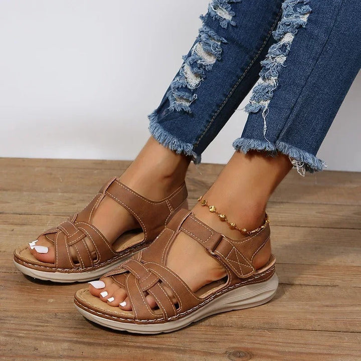 Women's Comfortable Open-Toe Sandals | Snug and Relaxing Footwear-Mykonostore-brown-5-Mykonostore