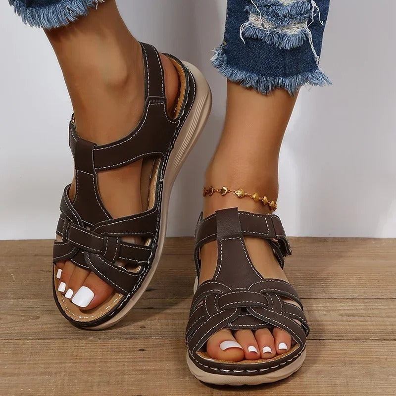 Women's Comfortable Open-Toe Sandals | Snug and Relaxing Footwear-Mykonostore-dark brown-5-Mykonostore