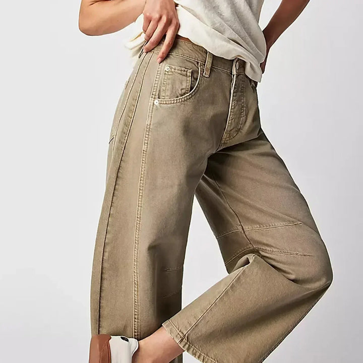 Women's Comfortable Poly-Denim Wide-Leg Jeans | Relaxed Fit Casual Trousers-Mykonostore-Mykonostore