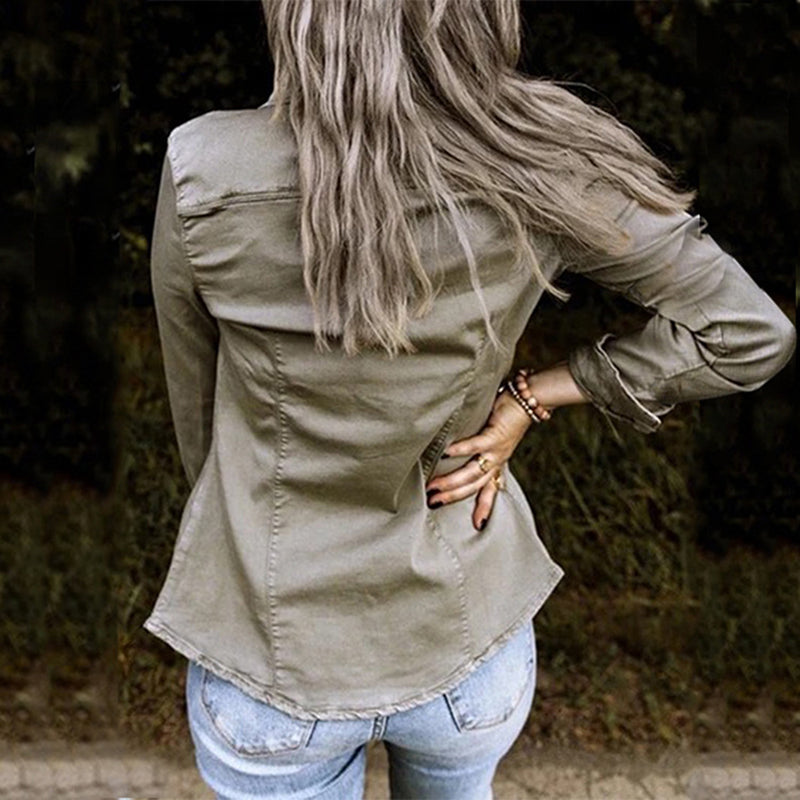 Women’s Denim Jacket | Lightweight Stylish Design-Women's Jackets-Mykonostore-Mykonostore
