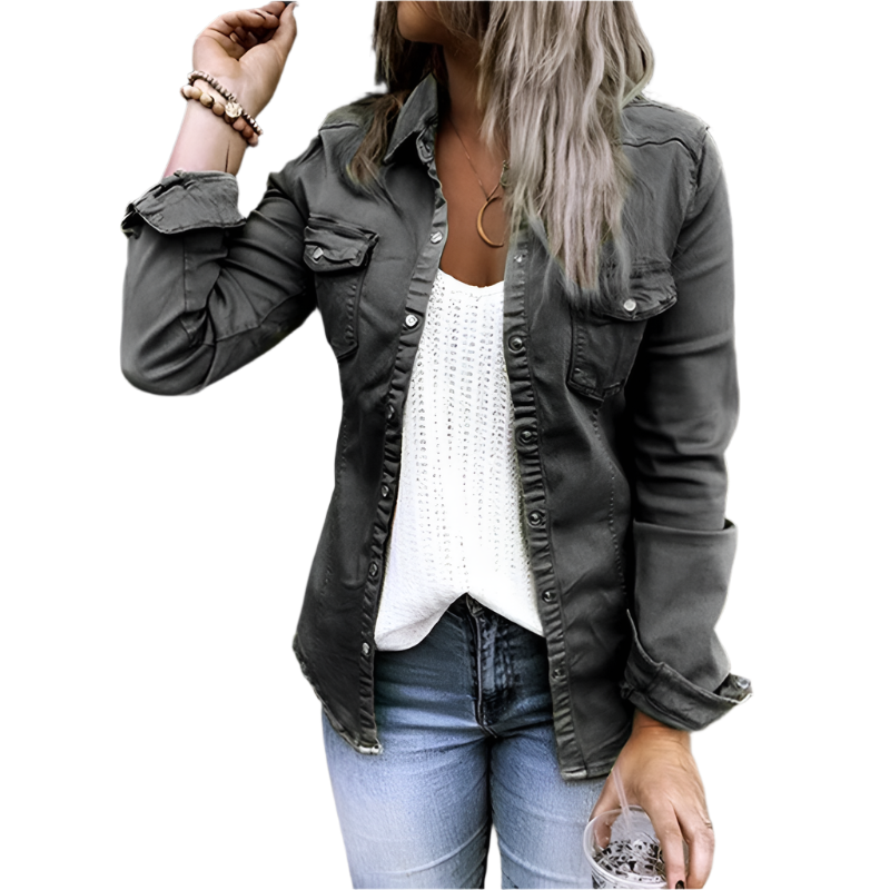 Women’s Denim Jacket | Lightweight Stylish Design-Women's Jackets-Mykonostore-Black-S-Mykonostore