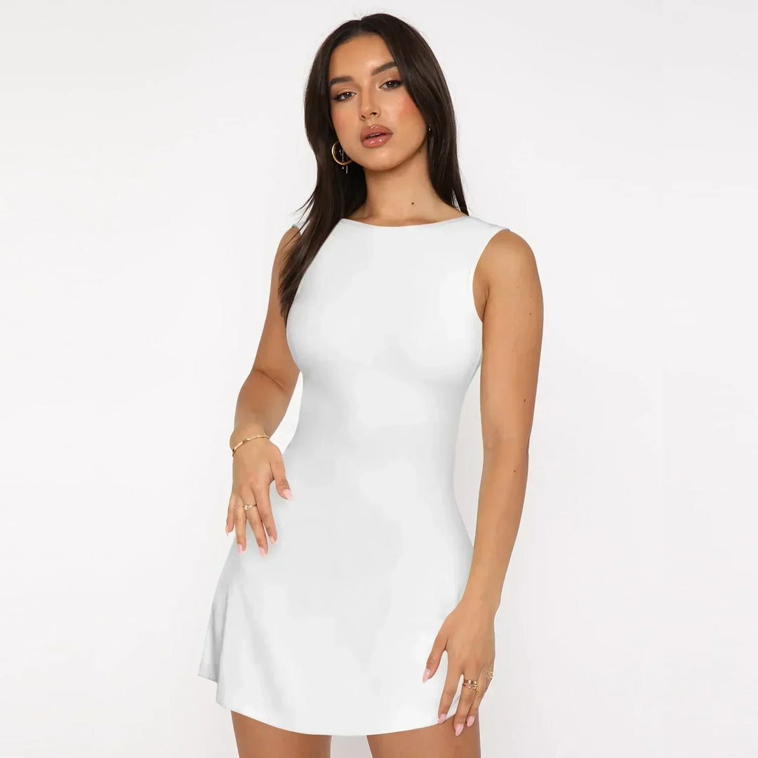 Women's Elegant A-Line Mini Dress | Flattering Sleeveless Evening Outfit-Mykonostore-White-XS-Mykonostore