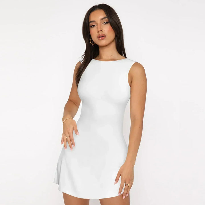 Women's Elegant A-Line Mini Dress | Flattering Sleeveless Evening Outfit-Mykonostore-White-XS-Mykonostore