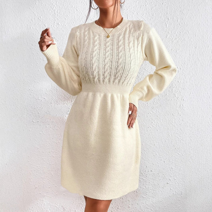 Women's Elegant Floral Embroidered Midi Dress | Flowy Pleated Skirt with Long Sleeves-Mykonostore-Mykonostore