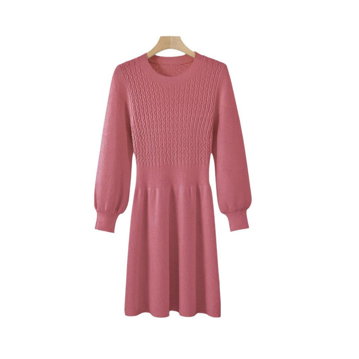 Women's Elegant Floral Embroidered Midi Dress | Flowy Pleated Skirt with Long Sleeves-Mykonostore-Mykonostore